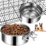 Dog Bowls 2 Pack, Stainless Steel Dog Food Bowl and Water Bowl, Hanging Dog Bowls for Cage Crate Kennel, Non-Spilling Easy to Use Silver