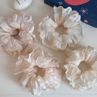 Sweet double-layer mesh lace elaborate scrunchie