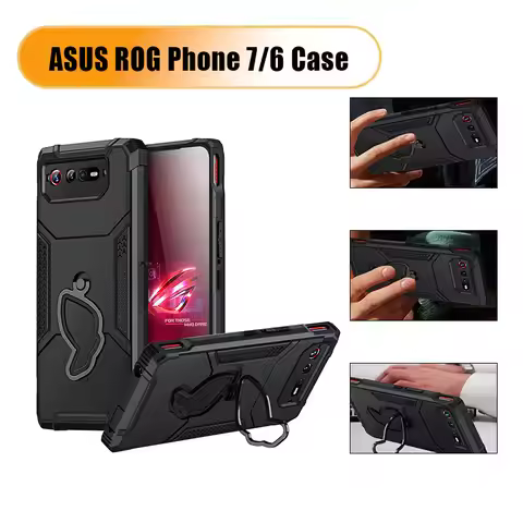 HARUINO Gaming Phone Case for ASUS ROG Phone 7/6 Shockproof Frosted TPU Cover with Hidden Stand