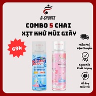 [ COMBO 5 BOTTLES ] Ag+ Nano Silver Technology Shoe Deodorant Spray 260ml Lemon, Peach Fragrance Las