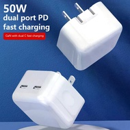 Type C Charger 50W Dual PD Portable USB C Charger Support Type C PD Fast Charging For IP 16 17 Pro M