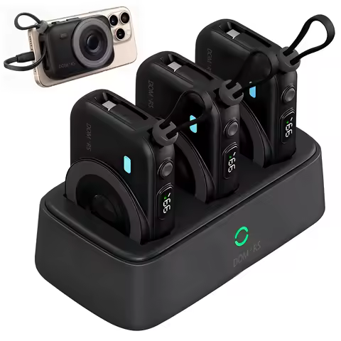 Domars 3PCS 10000mAh Power Bank Set Large Capacity Magnetic Powerbank With Built-in Data Cable and D
