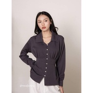 KEMEJA Azalea Blouse 7760 - Slim Waist Blouse V Neck Long Sleeve - Women's Shirt Top