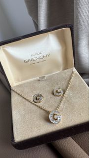 【98新】Vintage Givenchy 紀梵希 圓形 G Logo 項鍊耳夾套裝 帶原盒 (Necklace & Clip-on Earrings Set with Box)