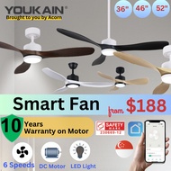 Youkain Ceiling Fan With Light Acorn Smart Fan DC Fan 6 Speed with Remote Control 36 46 inch 52 inch