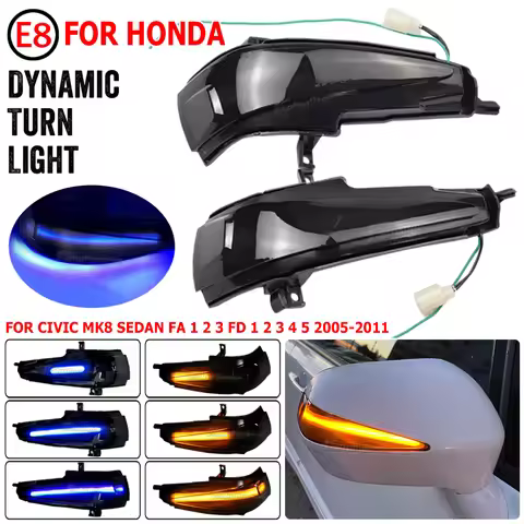 Dynamic Turn Signal LED Rearview Mirror Indicator Blinker Repeater Light For Honda Civic Mk8 Sedan F