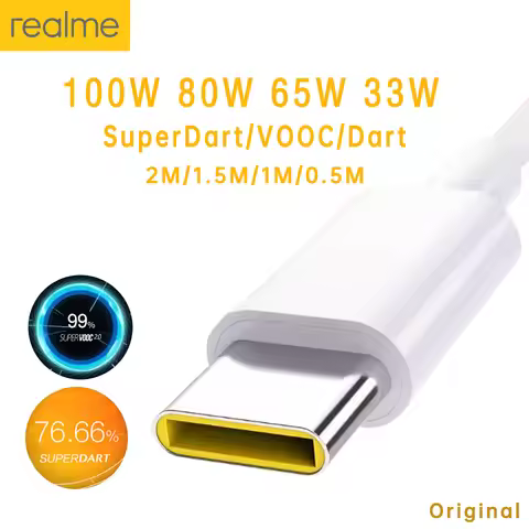 Original Realme Usb Type C Cable Cabo 100w 65w 80W 8A Super Fast Charge Super Dart Vooc Real Me 12 1