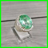 Cincin Batu Permata Natural Zamrud Emerald Berly Ori Colombia Ring Perak Ist 24