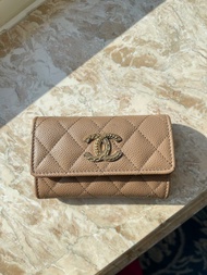 Chanel  caramel card holder snappy 卡其色荔枝皮卡包