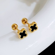 2024 New Korean Red Four-leaf Clover  Studearrings  for Women 925 Silver Niche Versatile Earrings