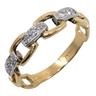 Ring, size 11.5, K18 yellow gold x Pt900 platinum x diamond 0.08g, approx. 2.7g, women's [Used]