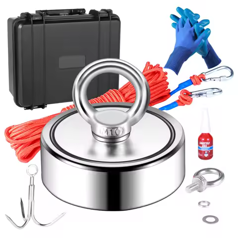 SucceBuy Magnet Fishing Kit 1200lbs Double Sided Fishing Magnet 2.95“ Diameter Strong Neodymium Magn