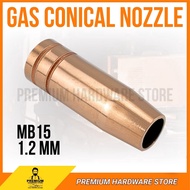 1.2MM COOPER GAS CONICAL NOZZLE MB15 / MIG CO2 WELDING TORCH ACCESSORIES / WELDING TORCH NOZZLE / NO