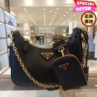 🎉新品好折扣✨Prada 1BH204 Re-Edition Saffiano 皮革三合一多功能包 黑色