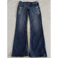 American Retro Embroidered Distressed Flare Jeans - Y2K Style Low Waist Casual Pants