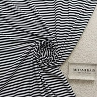 Wolfis Fabric Woolpeach/ with Black and White Horizontal Stripes B&W Width 150cm (Price Per 0.5) 3R