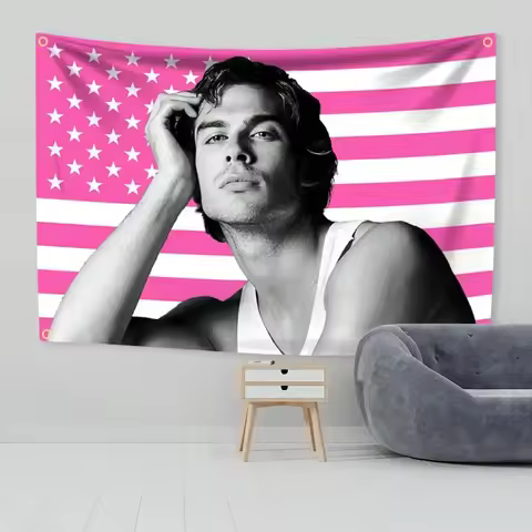 Ian Somerhalder Pink American Vampires Poster Damon Salvatorea Custom Flag on the Wall Funny Flags f
