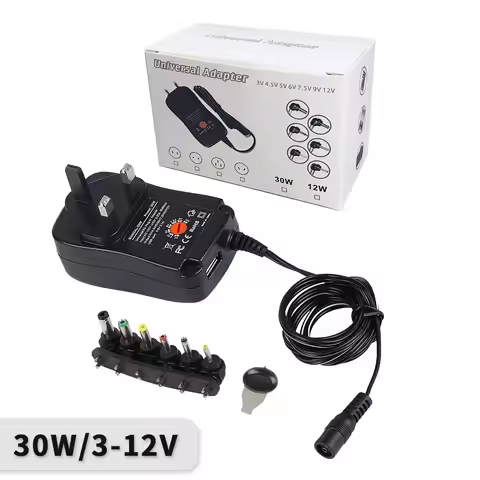 UK EU 30W Universal Power Adapter 3V 4.5V 5V 6V 7.5V 9V 12V AC DC Charger Converter 5V 2.1A USB Port