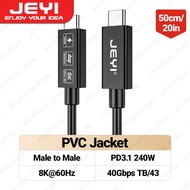 JEYI Thunderbolt 4 Cable USB4.0 40Gbps Coaxial Wire With PD3.1 240W Charging 8K Display/Dual 4K Compatible with Thunderbolt 3/4  50cm