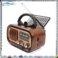 QCXL RX-628BTS AM FM Portable Radio Stereo Speaker Radio USB Cable/Solar Panels Rechargeable Vintage Radio 3 Band Large