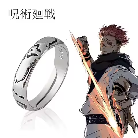COS Ring Two Sides Stay Nuo Impression Ring Jujutsu Kaisen Jewelry Tiger Staff Yuren Jewelry Y2k Fas