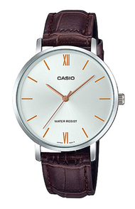 Casio Standard นาฬิกาข้อมือผู้หญิง สายหนัง รุ่น LTP-VT01,LTP-VT01L,LTP-VT01L-7B2  - สีเงิน