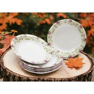 MAWAR Vicenza Dinner Plate Set 9.25 inch Spa3620 Rose Motif 6pcs Beautiful Porcelain Dinner Plate, S