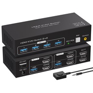 HDMI-compatible KVM Switch 8K 60Hz 2 Port Dual 2 Monitors 2 Computers 4K 120Hz USB 3.0 KVM Switch KVM Switcher HDMI 2.1