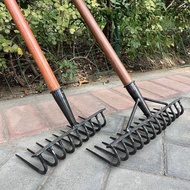 农用锰钢耙九齿钉耙平地松土多功能耙子开荒九齿钉耙搂草园林翻土Agricultural manganese steel rake with nine teeth and multiple functio