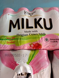 Susu milku stroberi 1 pack isi 12 pcs