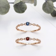 [Mandy] 14K Birthstone Color CZ Chain Ring, 585 Gold, 2 Colors, K-Style Layered Customized Jewelry G