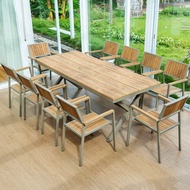 WN Meja kursi kayu plastik luar ruangan halaman luar ruangan