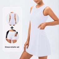 ☍ Golf Skirt Tennis Skirt Women Dress with Pockets Quick Dry Breathable Fitness Tenis Shorts 2 PCS Set Tennis Female Women 39;s skirt