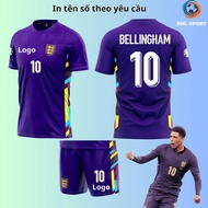(Sesame elastic fabric) England purple 2024/2025 away football shirt, football shirt with name and n