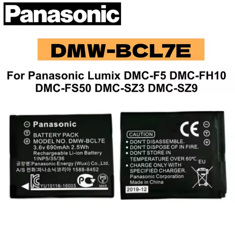 DMW-BCL7E BCL7 Original Battery 690mAh For Panasonic Lumix DMC-F5 DMC-FH10DMC-FS50 DMC-SZ3 DMC-SZ9 0
