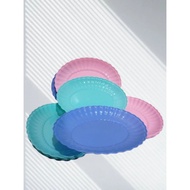 (12pcs) Oval Shell Pattern Plates - Fruit Plates - Dozens of Plastic Plates