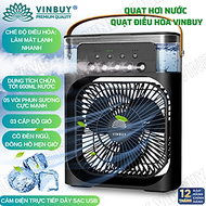 Quạt điều hòa hơi nước mini làm mát không khí để bàn nhỏ gọn, phun sương mạnh nhiều chế độ có bình đ