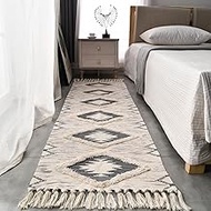 Hand Woven 100% Cotton Bedside Runner Degine Reversible Runner, Carpet for Living Room, Bedroom, Gue
