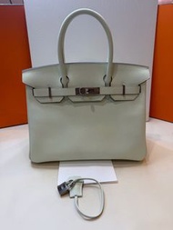 【99新】hermes 愛馬仕 氣泡綠OS銀扣 birkin30 bk30 B刻 epsom皮 手提鉑金包 鎖具齊全 內縫