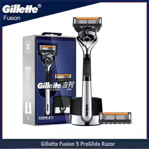 Gillette Fusion 5 ProGlide Razor with Mangetic Stand Premium Edition Flex Ball Tech 5 Layers Ultra T