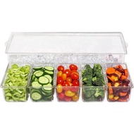 Topping and Spice Tray with Transparent Plastic Ice Compartment