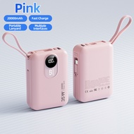 GOOJODOQ แบตสํารองขนาดกะทัดรัดพร้อมสายเคเบิลในตัว PD35W ชาร์จเร็ว 20000mAh จอแสดงผลดิจิตอลความจุ