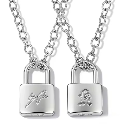 Fashionable Creative Hyunjin Lock Necklace Same As Huang Xuanchen's Style New Punk Necklace Men Wome