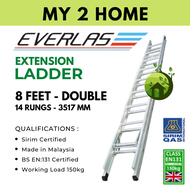 EVERLAS 8 Feet Extension Ladder (8) (8x8) (8x8x8) Tangga Slide Heavy Duty Extendable Ladder Everlas 