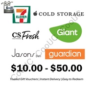 Dairy Farm Group Singapore (Cold Storage, Jasons, Giant, 7-Eleven, Guardian) $10 20 30 40 50 Voucher