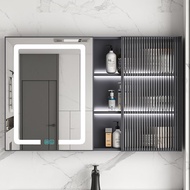 Alumimum Bathroom Smart Mirror Cabinet Separate Bathroom Wall-Mounted Toilet Storage Mirror Glass Door Defogging with Light