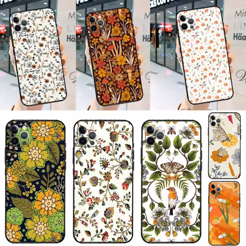 Orange Flower Pattern For Huawei Nova 10 9 SE 8i 11i 12i 12s Y60 Y61 Y70 Y90 Y72 Y73 Y91 P60 Pro P30