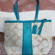 Preloved Coach Tote Bag (warna hijau tosca)