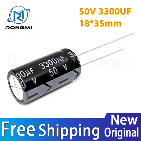 5PCS 50V3300UF 18*35mm 3300UF 50V 18*35 Electrolytic capacitor 50V3300UF NEW
