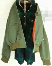 Korea 正韓 韓製 東大門代購 高單價 oversize 橘色菱紋內裡 雙配色 側邊口袋 夾克飛行外套